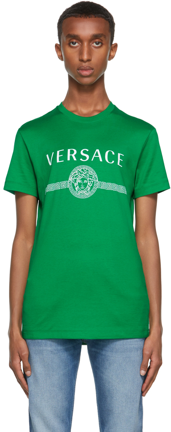 Versace Green & White Medusa Logo T-Shirt