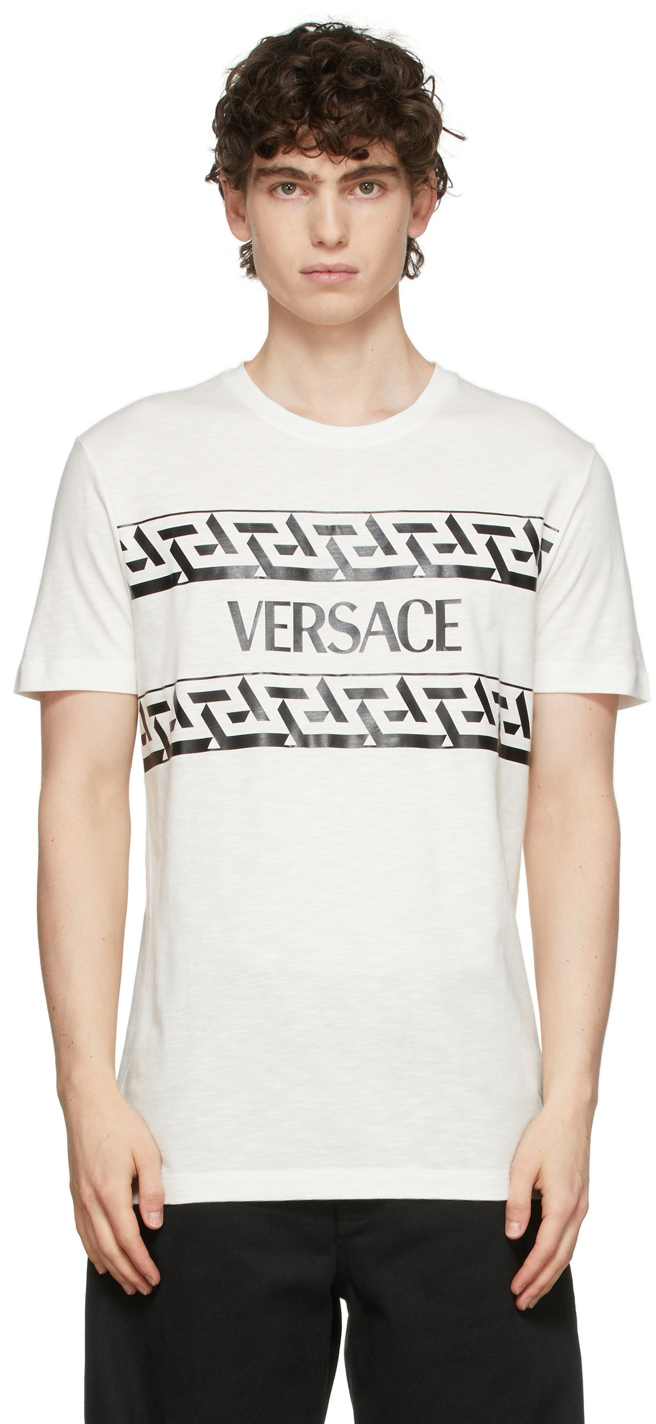 Versace White Monogram Script Logo T-Shirt