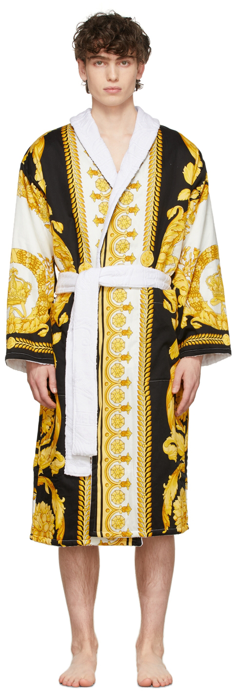 white and gold versace robe