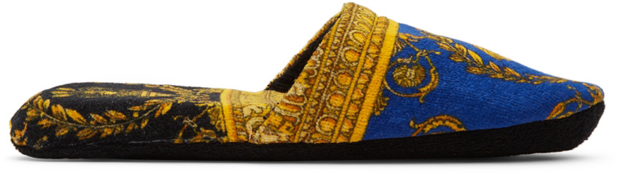 Versace Blue & Gold I Love Barocco Slippers