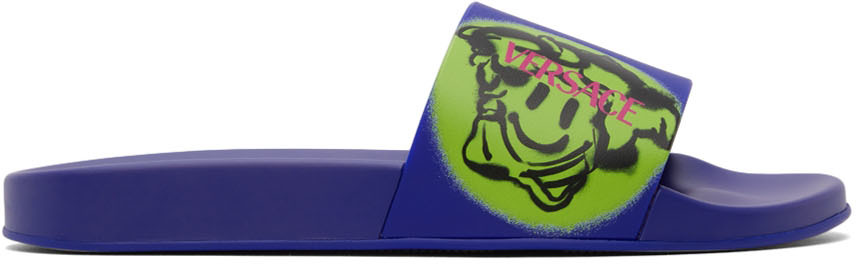 Versace Blue Spray Slides
