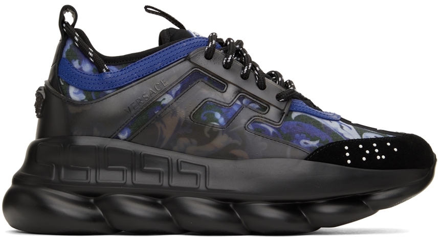 Versace Black & Blue Chain Reaction Sneakers