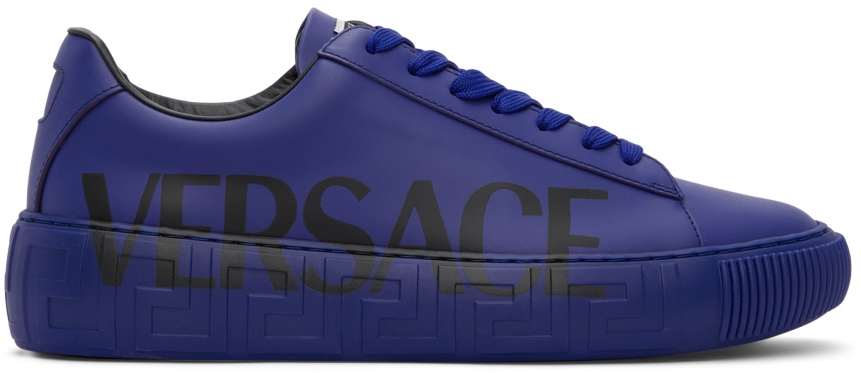 Versace Blue Logo Greca Low-Top Sneakers