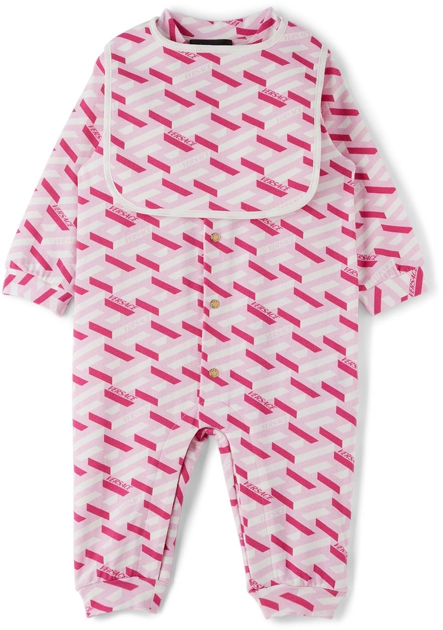 Versace Baby Pink La Greca Bodysuit Set