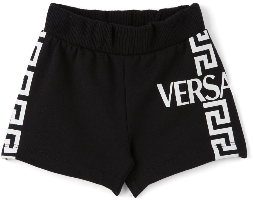 Versace Baby Black Greca Logo Shorts