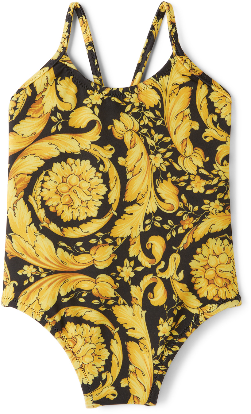 Baby Black Barocco One Piece Swimsuit By Versace SSENSE