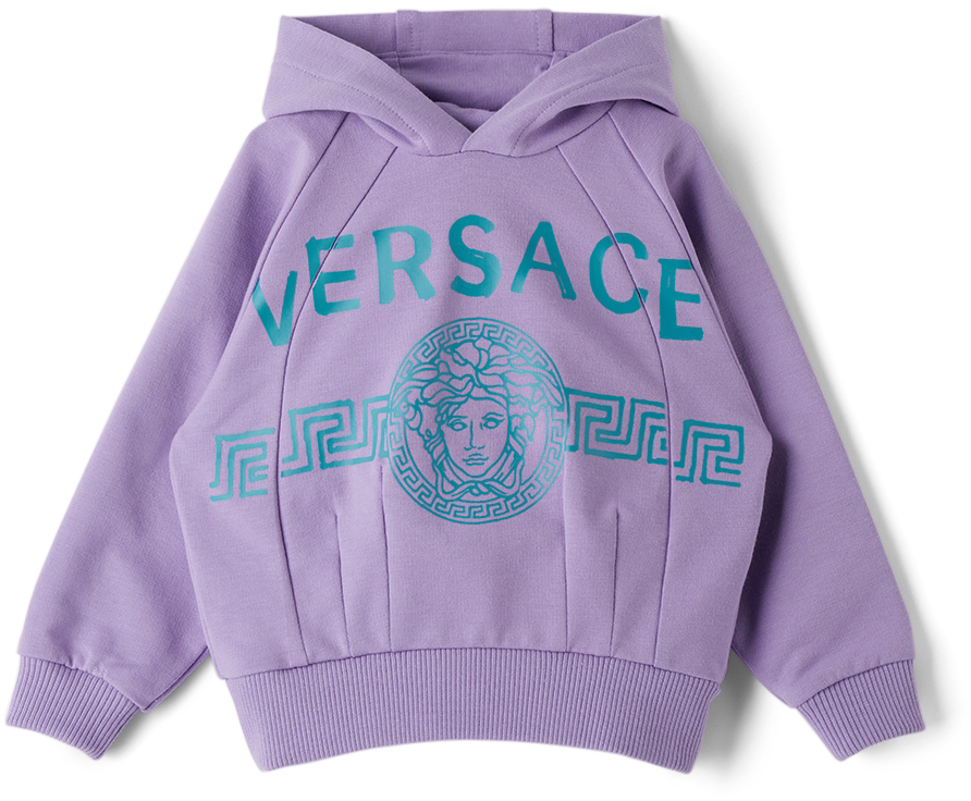 Versace Baby Purple & Blue Medusa Greca Print Hoodie