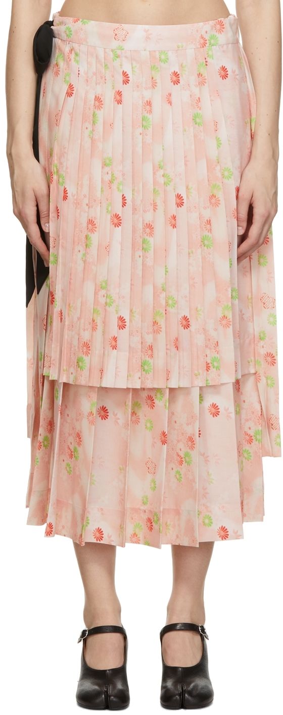 Simone Rocha Pink Floral Wrap Skirt