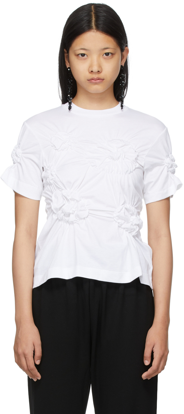 Simone Rocha Pink Ruched Flower T-Shirt | Smart Closet