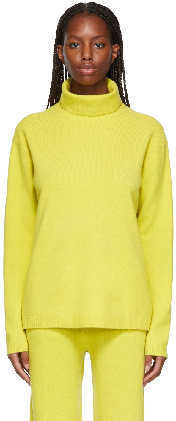 SSENSE Women Clothing Sweaters Turtlenecks Yellow Nylon Turtleneck 