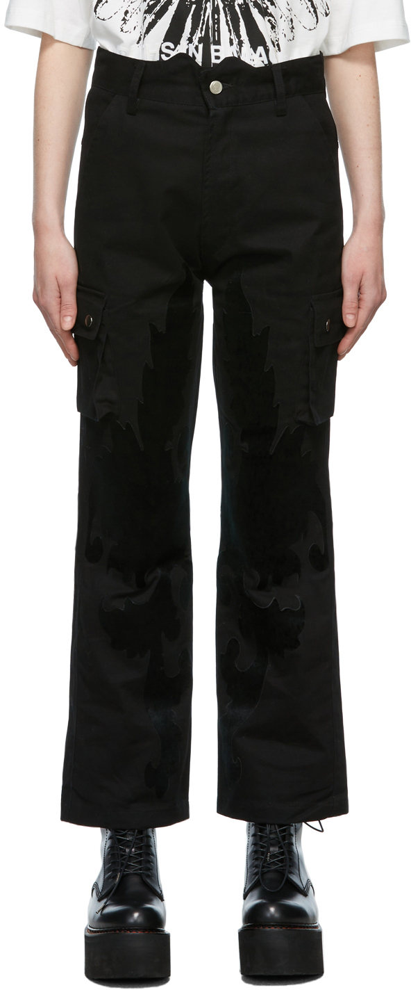 Black Patch Cargo Pants by Youths in 