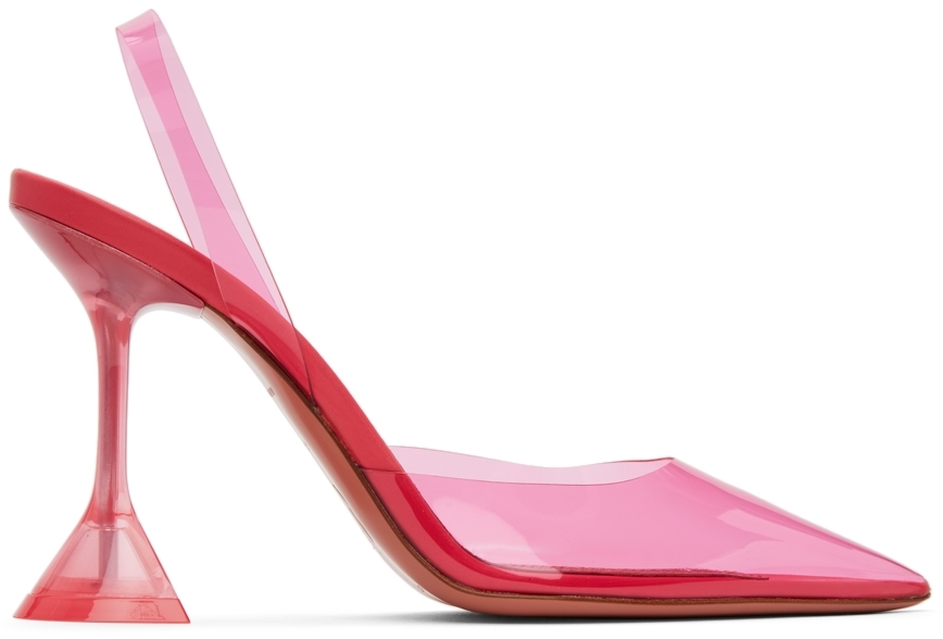Amina Muaddi: Pink Holli Glass Sling Heels | SSENSE UK