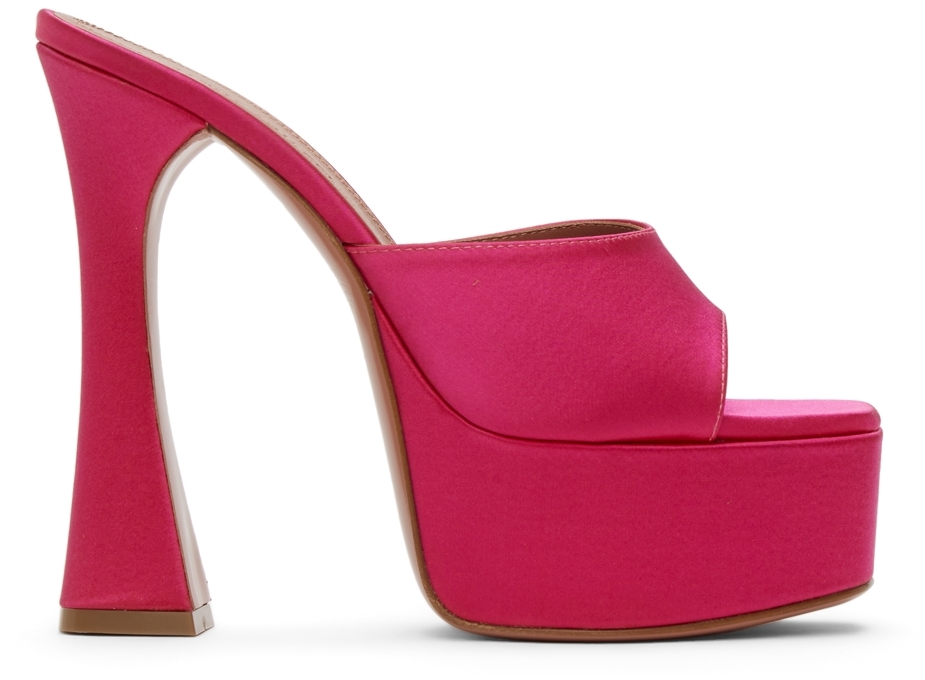 Amina Muaddi: Pink Dalida Heeled Sandals | SSENSE Canada