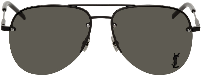 Saint Laurent Black Classic SL 11 Aviator Sunglasses