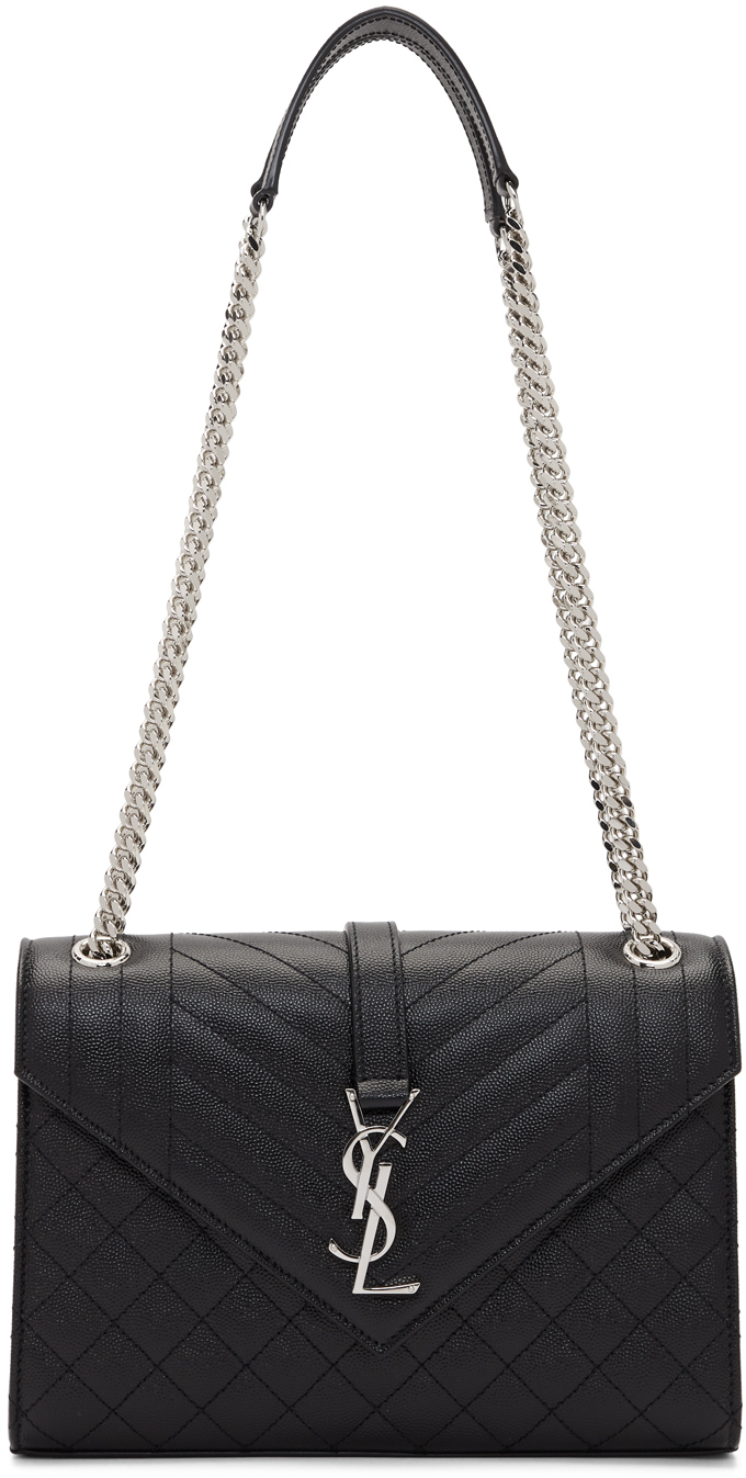 Saint Laurent Black Medium Monogram Envelope Bag SSENSE