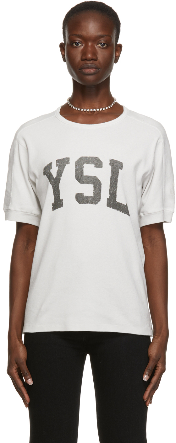 Personligt syg Opmærksom Saint Laurent: Off-White Vintage Logo T-Shirt | SSENSE