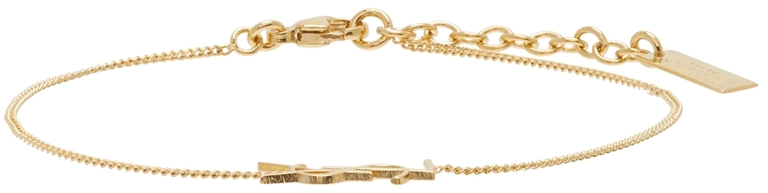 Saint Laurent Monogram Charm Bracelet Gold 16.5-19.5cm Free Shipping
