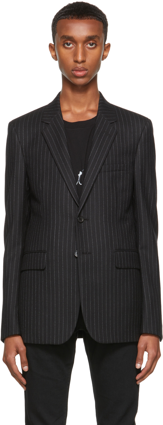 Black Flannel Rive Gauche Stripe Blazer