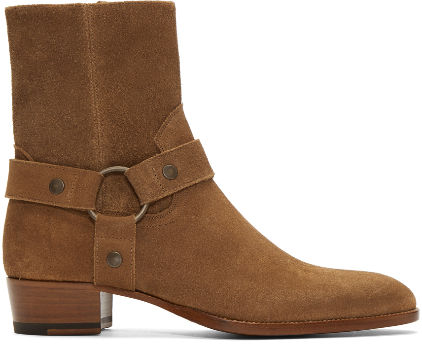 Saint Laurent Brown Suede Wyatt Boots 