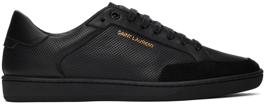 forhold Helt tør Permanent Saint Laurent Black Perforated Leather Court Classic SL/10 Sneakers | Smart  Closet