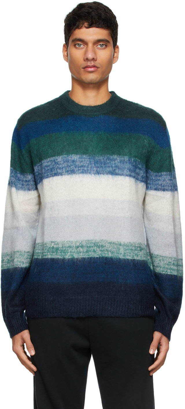 Blue Ombre Stripe Mohair Sweater