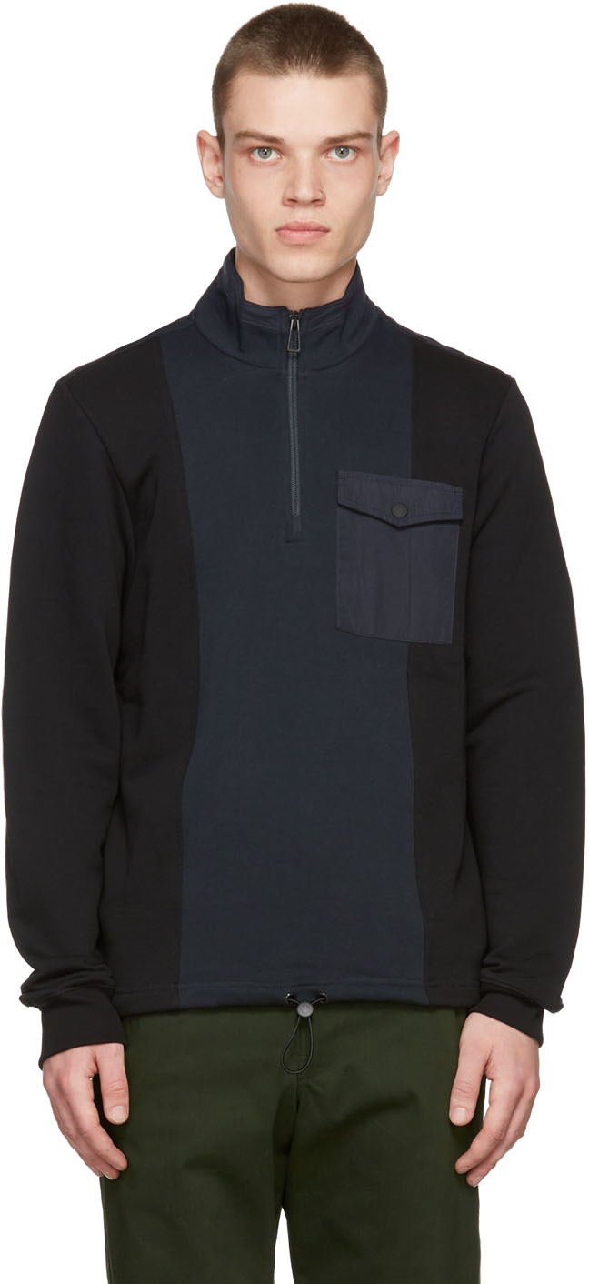 PS by Paul Smith Black & Navy Half-Zip Sweatshirt