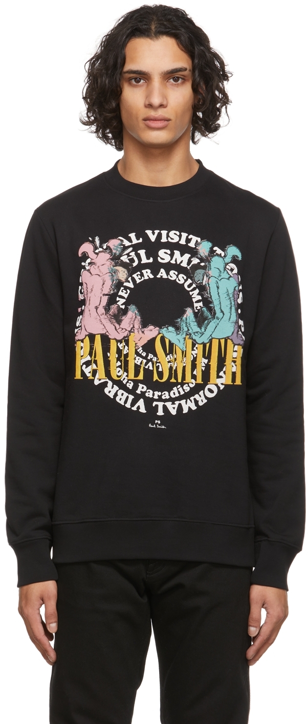PS by Paul Smith Black Graphic Dogs Sweatshirt