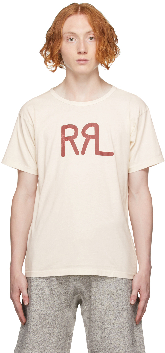 RRL Off-White & Red Cracked Logo T-Shirt | Smart Closet