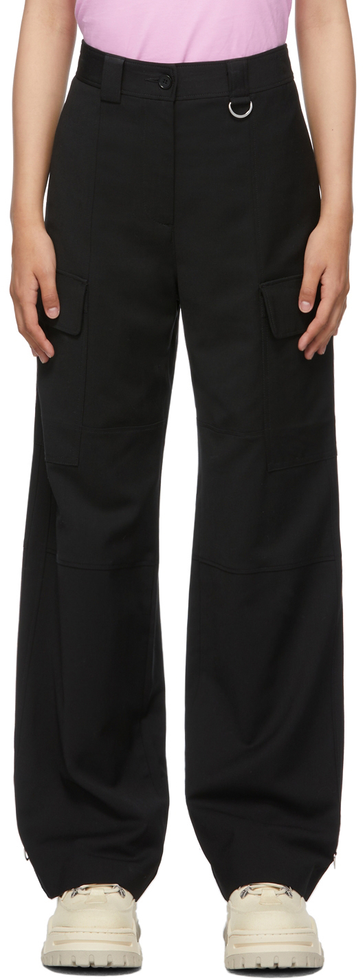 Black Loose-Fit Cargo Trousers by MSGM on Sale