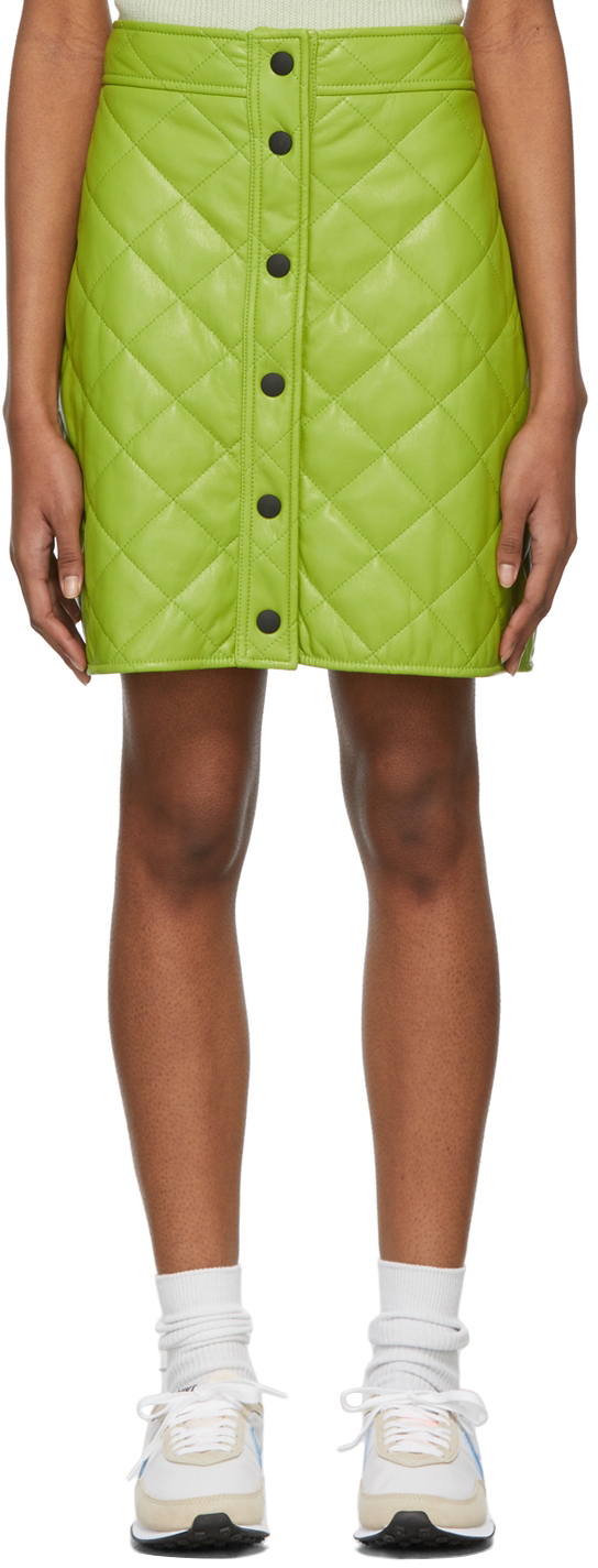 Ssense Donna Abbigliamento Gonne Minigonne Green Quilted Faux-Leather Skirt 