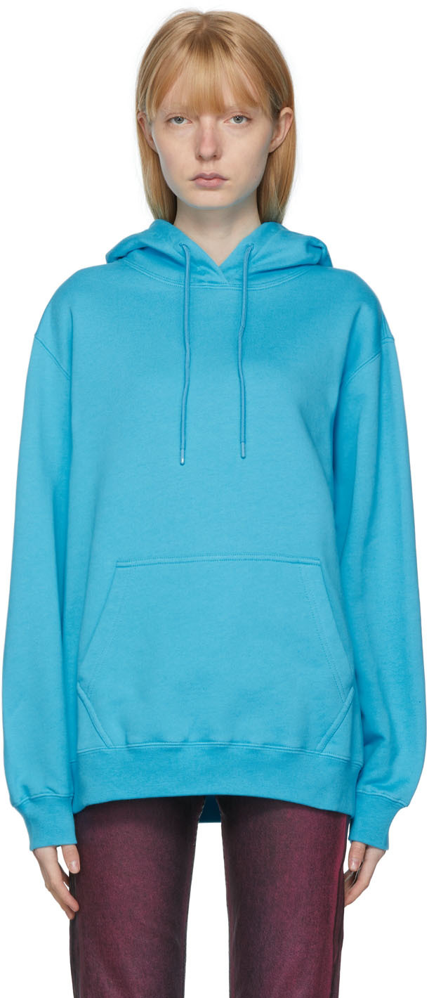 MSGM Graphic-print Cotton Hoodie in Blue for Men