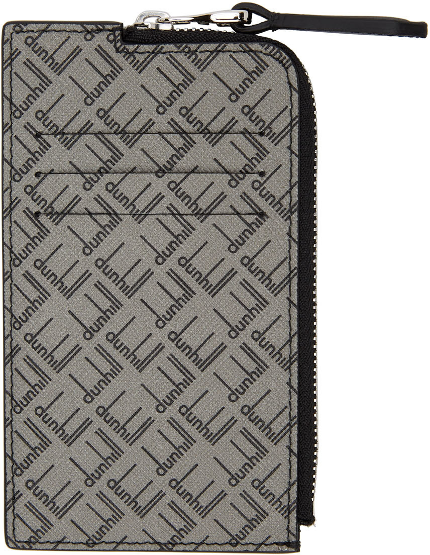 Dunhill グレー ロゴ ジップ カード ケース