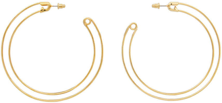 sacai Gold Safety Pin Hoop Earrings