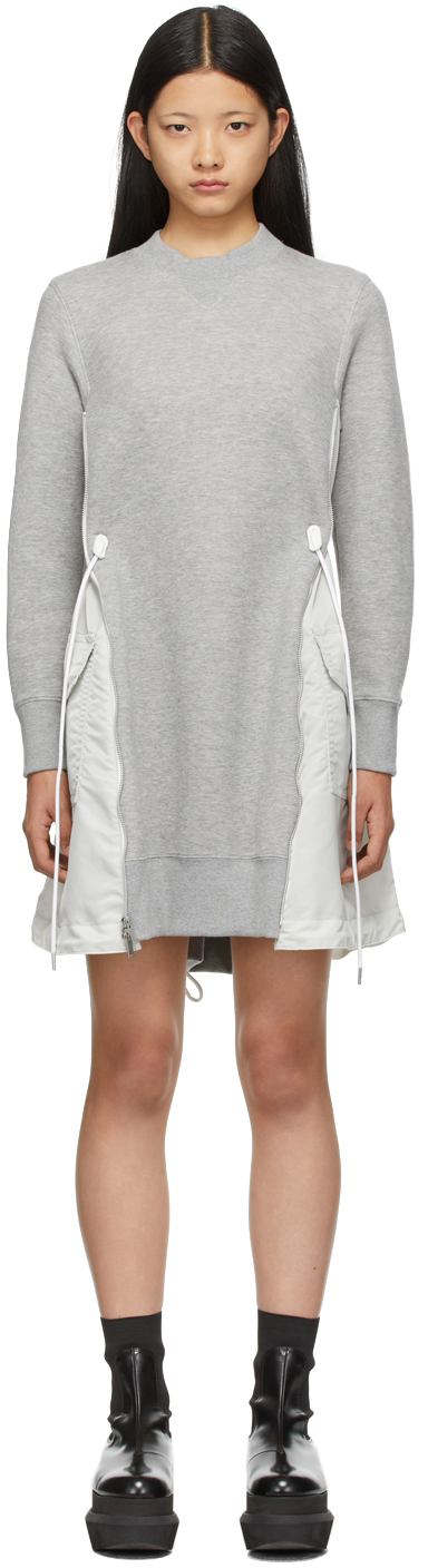 sacai Sponge Sweat x Nylon Twill Dress - ミニワンピース