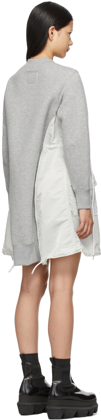 Sacai Grey & Off-White Sponge Sweat X MA-1 Dress | Smart Closet