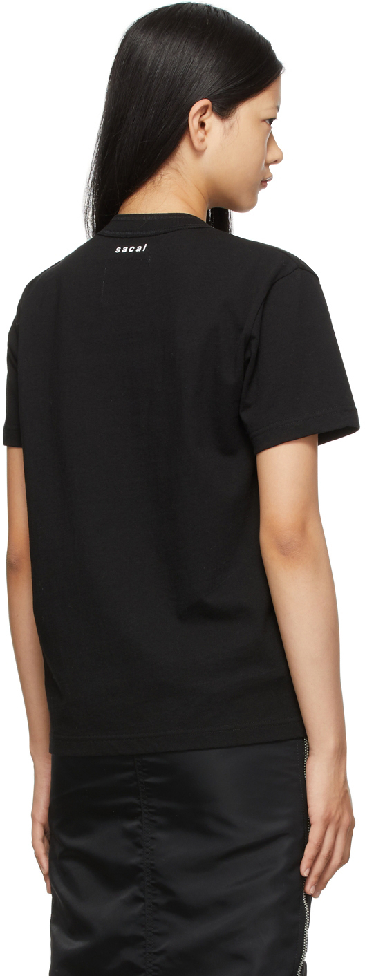 Sacai Black KAWS Edition Embroidery T-Shirt | Smart Closet