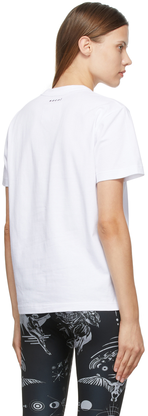 Sacai White KAWS Edition Embroidery T-Shirt | Smart Closet