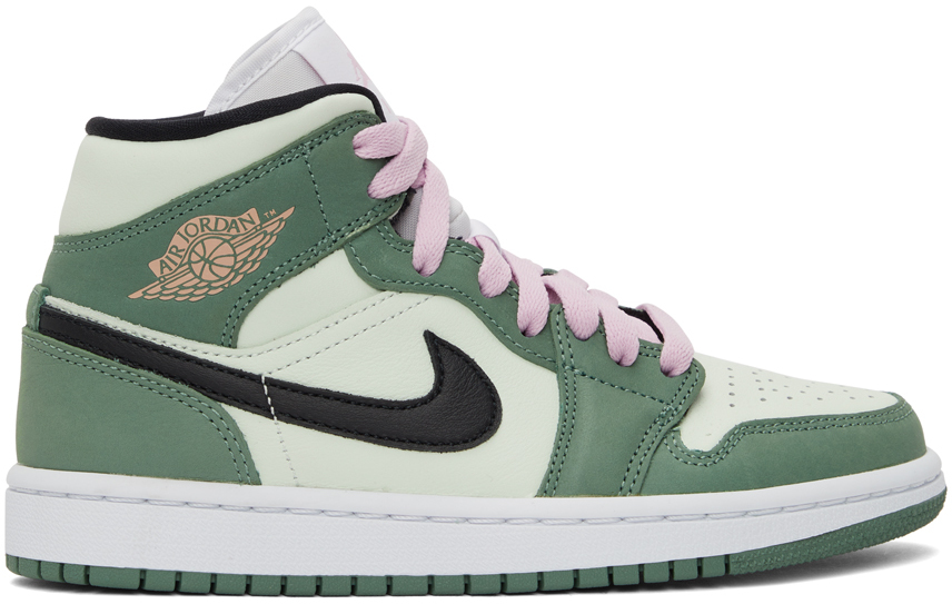 Nike Jordan: Green & Pink Air Jordan 1 SE Mid Sneakers | SSENSE Canada