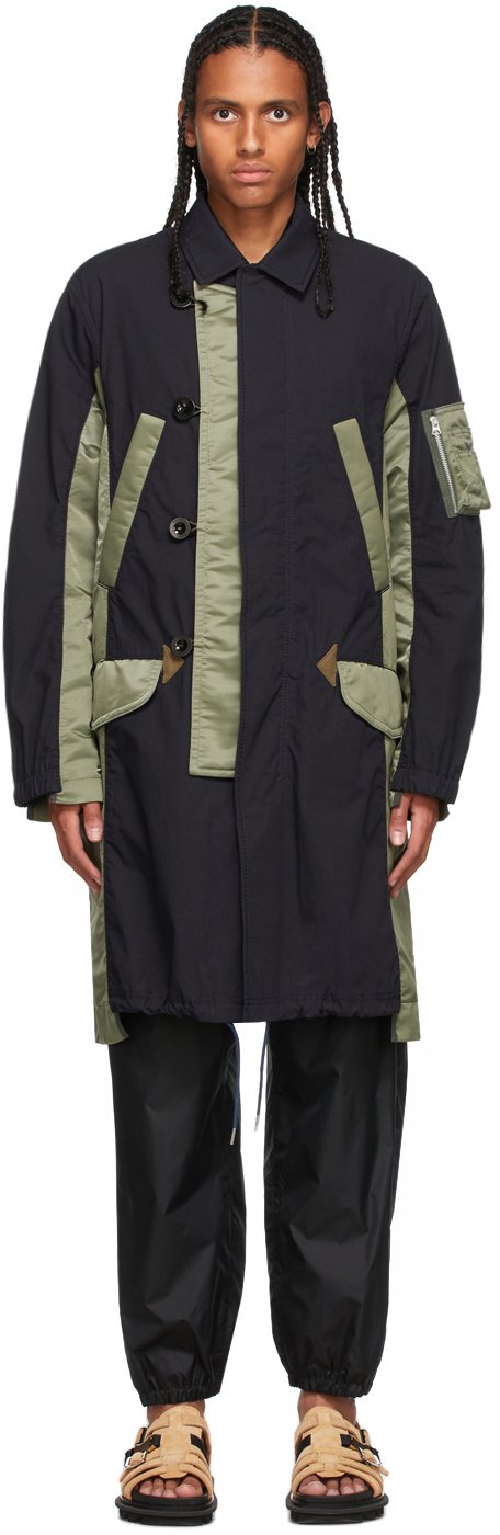 Sacai Navy & Khaki Military Coat | Smart Closet