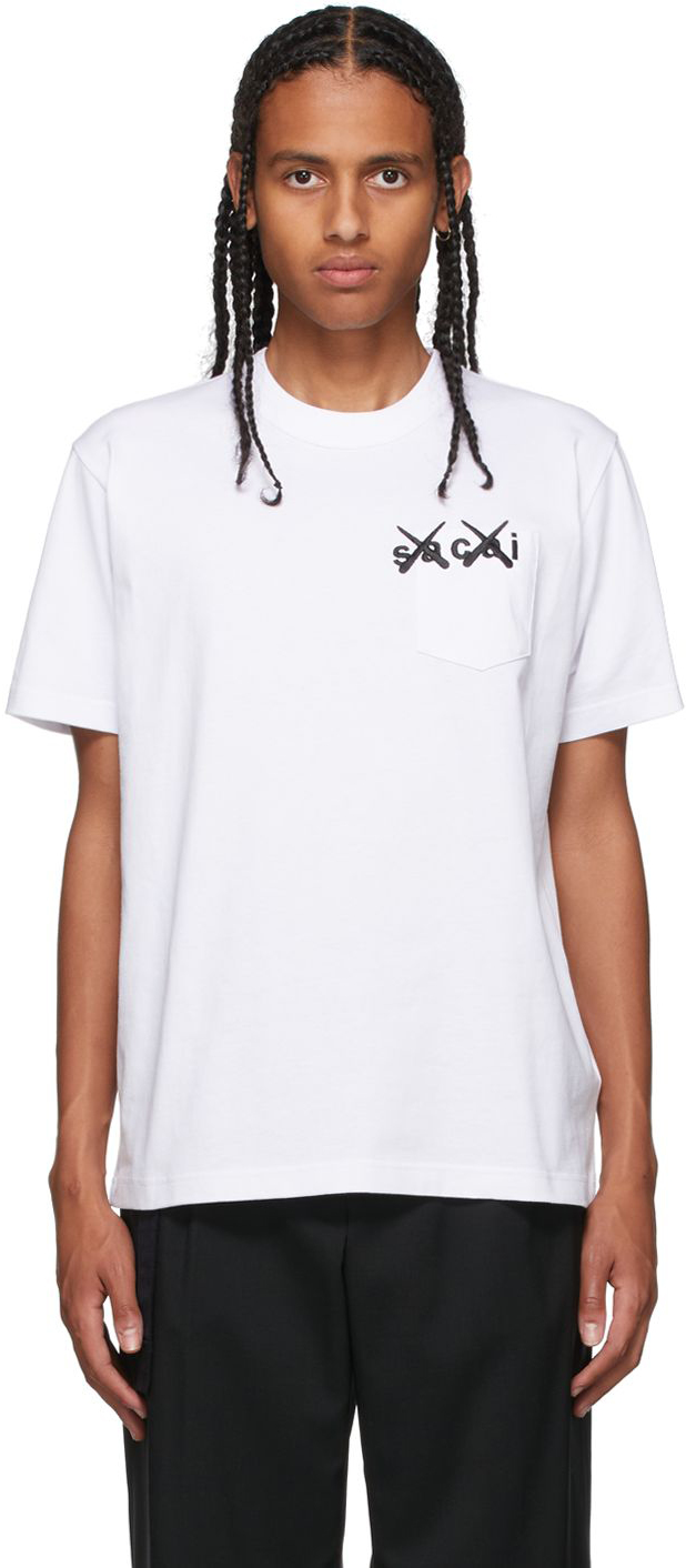 sacai KAWS Embroidery T-Shirt WHITE 1