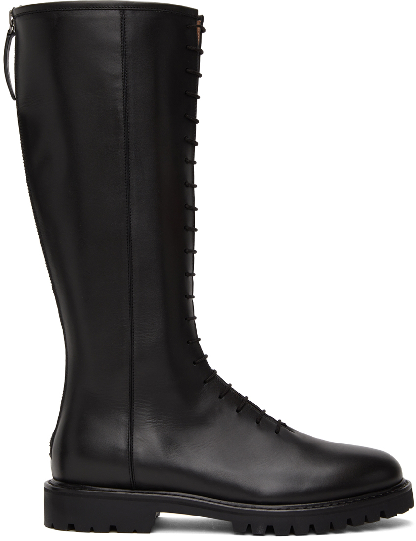 Legres Black Tall Combat Boots