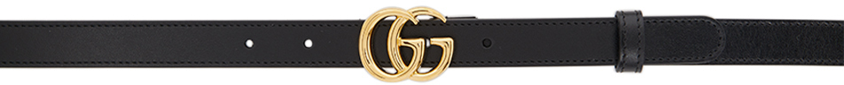Gucci Black Thin GG Marmont Belt