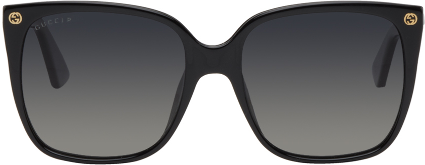 Gucci Black Square Sunglasses In 007 Black