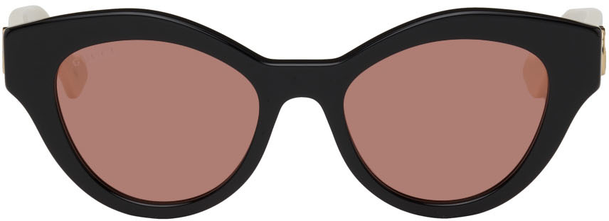 Gucci Black & Beige Cat-Eye Acetate Sunglasses