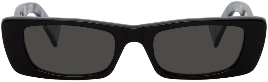 Gucci Black Interlocking G Rectangular Sunglasses