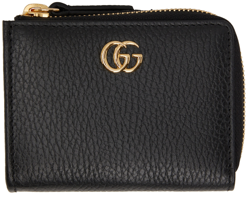Gucci Black Small Gg Marmont Zip Card Holder In 1000 | ModeSens