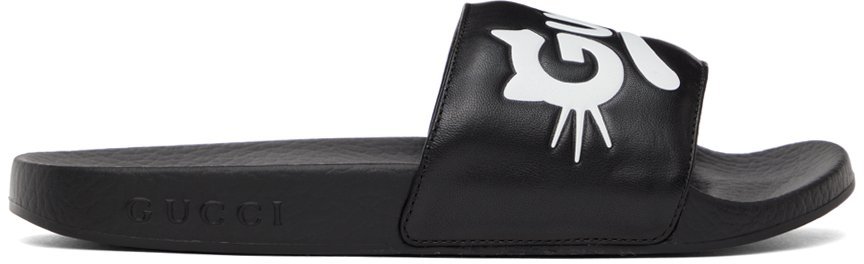 Gucci 黑色 Pursuit 拖鞋 - 659947-DIR00