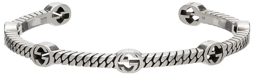 経典ブランド G Interlocking シルバー Gucci カフ Gucci ブレスレット ブレスレット メンズファッション Buy
