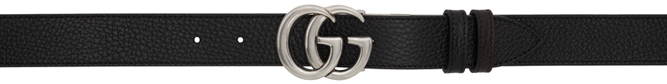 Gucci Reversible Black & Brown Thin GG Marmont Belt