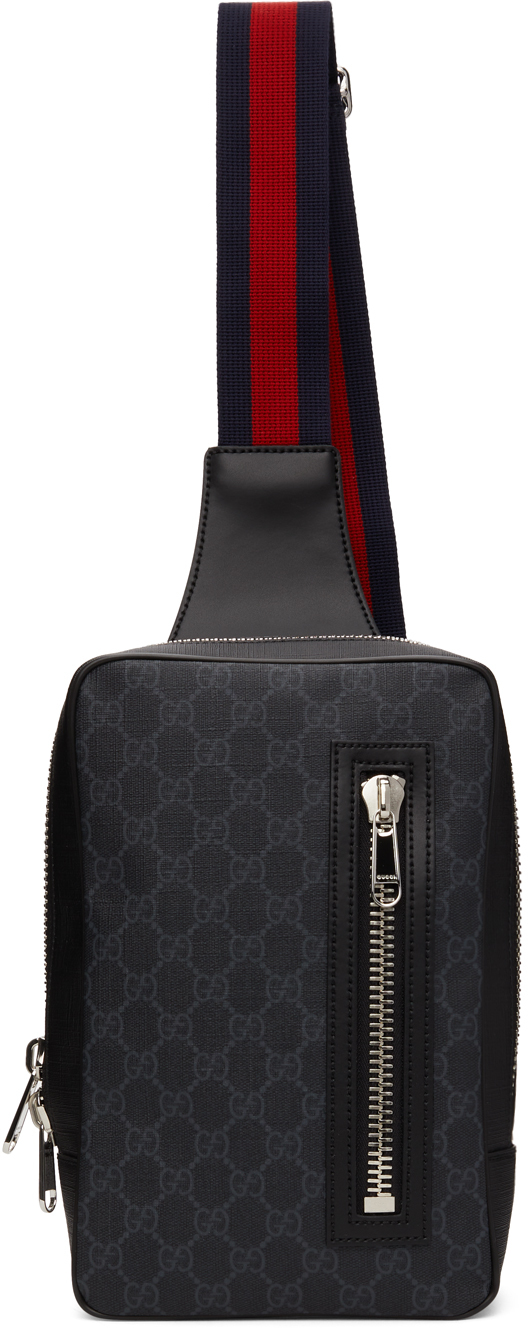 NEW $1,900 GUCCI Black Grey GG Supreme Monogram SQUARE Shoulder/Crossbody  BAG